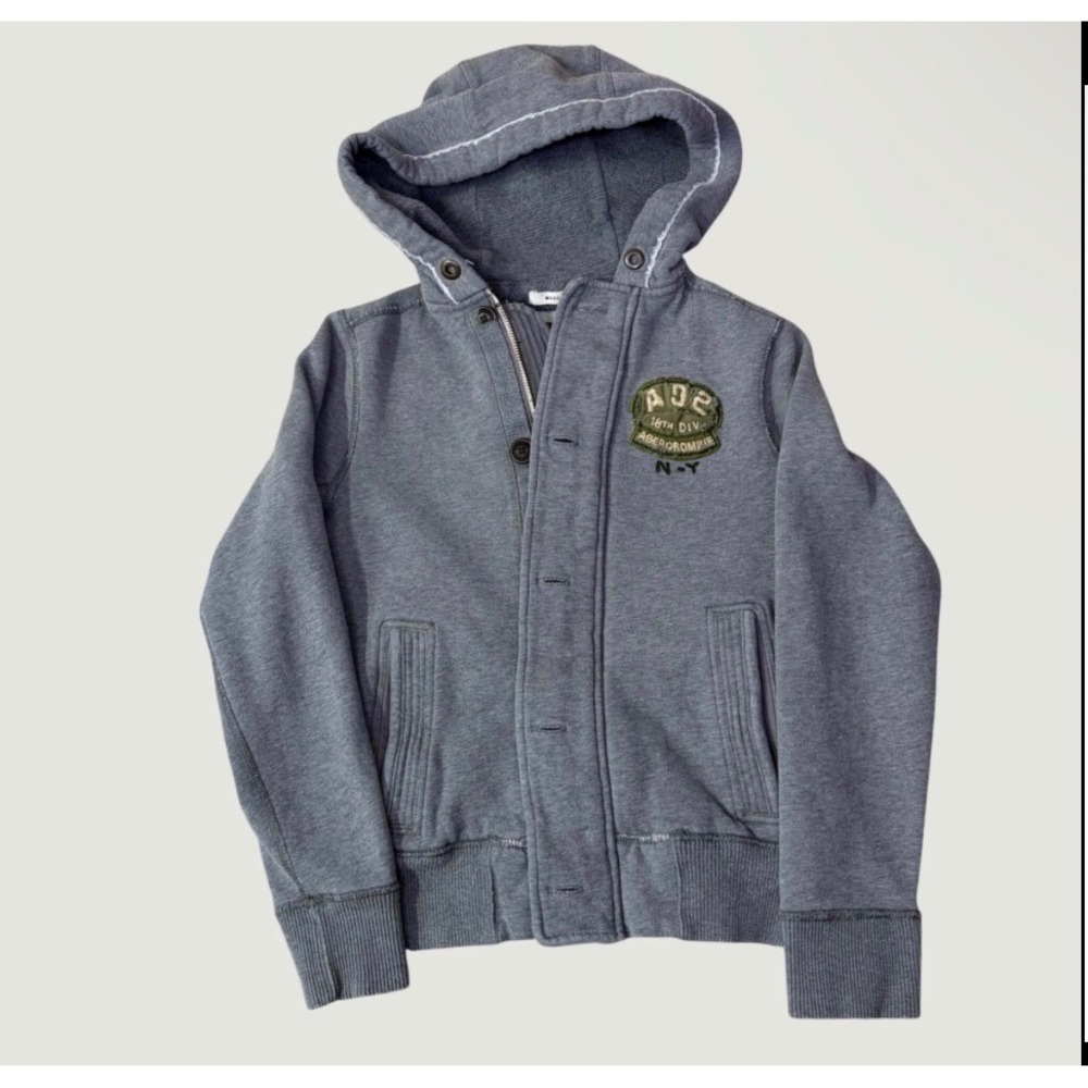 Abercrombie Y2K Hoodie Sweatshirt Jacket Full Zip Muscle Distressed Preppy